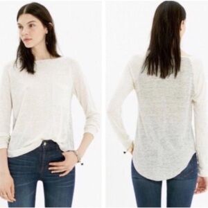 Madewell Linen Two Toned Relaxed Long Sleeve Shirt